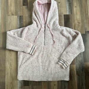 P.J. Salvage Pale Pink Sherpa Half-Zip Hoodie